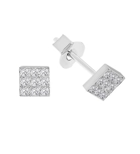Sirius Pırlanta Taşlı Modern Kare Küpe 0715E0049