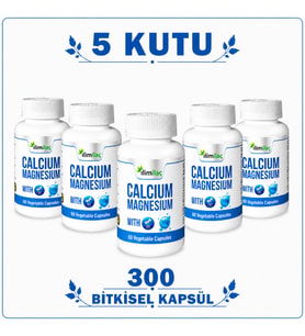 Calcium Magnesium D3 5 Kutu 300 Bitkisel Kapsül – Kalsiyum Magnezyum Takviye Edici Gıda