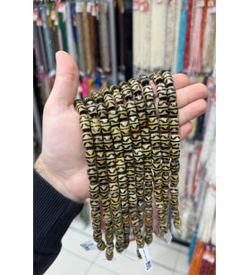 Tibet Akik Taşı Arpa Kesim Sarı Siyah 10x15mm Doğal Taş Dizi