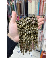 Tibet Akik Taşı Arpa Kesim Sarı Siyah 10x15mm Doğal Taş Dizi