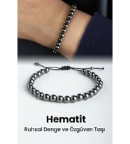 Hematit Doğal Taş Füme Küre Kesim 6mm Makrome Bileklik