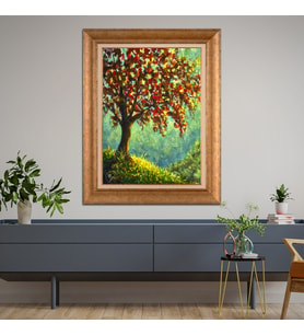 Altın Varaklı Paspartulu Çerçeveli Tablo rv083