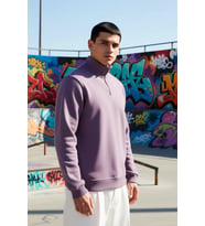 Erkek Dik Yaka Fermuarlı Standart Kol Regular Kalıp Sweatshirt Fonksiyonel Dayanıklı Rahat