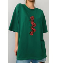 Unisex Rose Baskılı T-shirt (Yeşil)