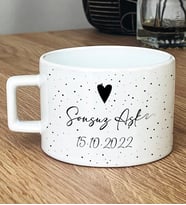 Kişiye Özel Sonsuz Aşk ve Tarih Yazılı Hediye Lüks Fincan Sevgiliye Hediye (Beyaz)
