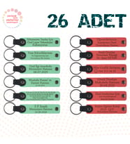 Yeşil & Nar Çiçeği, Felsefe Öğretmeninden Karne Anısı, 26’lı Set, İsim Yazılabilen Deri Anahtarlık