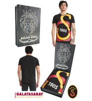 Galatasaray Orijinal Lisanslı Büyük Logolu T-Shirt Hediyelik Ahşap Kutulu (Siyah)