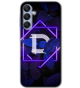 Galaxy A25 Kılıf HD Desen Baskılı Kılıf - Dark Neon Yaprak D Harfi