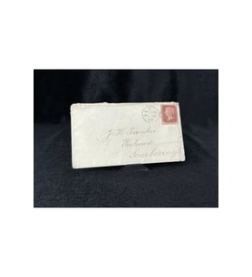 İngiltere Klasik Dönem 1869 Victoria Dönemi Red Penny Pullu Zarf postadan geçmiş Plate Number 110 H