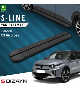 S-Dizayn Citroen C3 Aircross 2 S-Line Siyah Yan Basamak 183 Cm 2024 Üzeri A+ Kalite