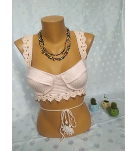 KADIN CROP BÜSTİYER PUDRA