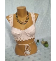 KADIN CROP BÜSTİYER PUDRA