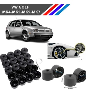 Otozet - VW Golf Bijon Civata Kapağı Siyah Renk 20 Adetli Set 17mm 1K06011739B9