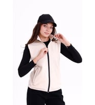 Monox Kadın Slim Fit Tam Fermuarlı Polar Yelek (Bej)