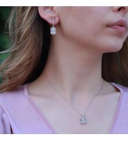 Baget Kesim Zirkon Taşlı Gümüş Set
