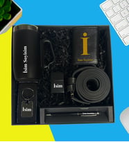 Kişiye Özel Lüx Kutu Termos Kulplu Bardak Mekanizmalı Cüzdan Kemer Zippo Cakmak Metal Anahtarlık Touch pen Kalem Erkek Hediye Set
