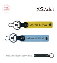 Arkadaşa Doğum Günü Sürprizi, İsim Yazılı 2’li Anahtarlık Seti, Sarı-Gök Mavi-Siyah