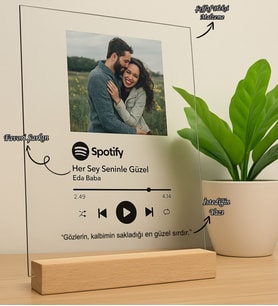 Kişiye Özel Kendin Tasarla Fotoğraflı Spotify Şarkı Barkodlu Masaüstü Plak Fotoğraf Çerçevesi