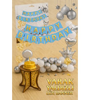 Altın Varak Yaldızlı Lüks Happy Birthday Banner - Mavi