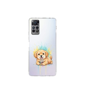 Redmi Note 11S ile Uyumlu Splash Köpek Tasarımlı Şeffaf Silikon Kılıf