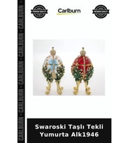 Özel Üretim Dekoratif Hediyelik Şık Vitrin Swaroski Taşlı Tekli Yumurta Alk1946