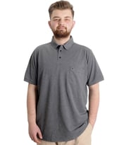 Mode XL Battal Beden Erkek Tshirt Polo Yaka Cepli Klasik Pike 20552 Antramelanj