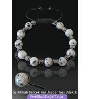 Sertifikalı Gerçek Kivi Jasper Taşı Bileklik - Ayarlamalı (Çok Renkli)