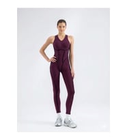 Mürdüm Rengi Sculpt Line Askılı Spor Tayt Tulum