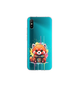 Redmi 9A ile Uyumlu Splash Tilki Tasarımlı Şeffaf Silikon Kılıf