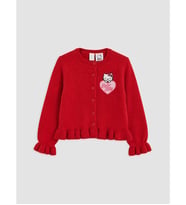 LCW Kids Kırmızı Hello Kitty Nakışlı Kız Çocuk Triko Hırka