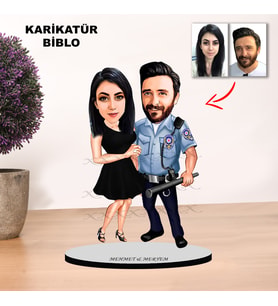 KİŞİYE ÖZEL ÇİFT POLİS KARİKATÜR BİBLO MB7