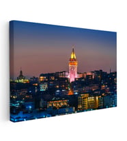 Kanvas Tablo Galata Kulesi Gece Şehir Işıltısı Şehir Mimari Tablo Ev Ofis Duvar Dekoru