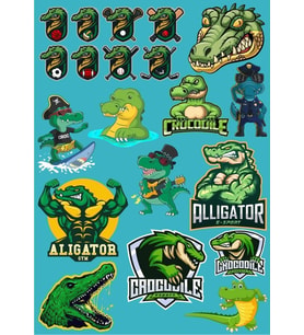 Timsah Sticker Set-10 17 Parça Telefon, Tablet, Defter, Laptop Sticker