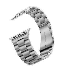Apple Watch Ultra 49mm Uyumlu Kordon Metal Baklalı Tasarım Zore Band-04 Kayış (Gümüş)