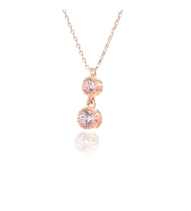 İkili Tektaş Kolye (Rose - Gold)