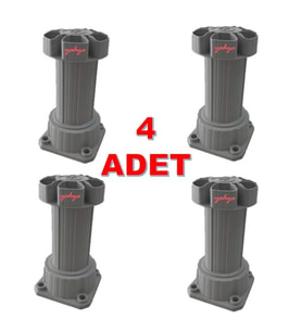 Gri Ayarlanabilir Baza Ayağı 10-15 cm - 4 Adet, Tezgah ve Mobilya Ayağı