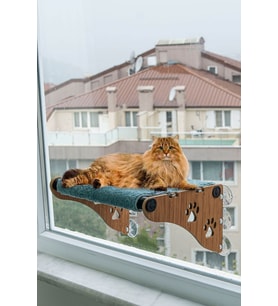 Ahşap Kedi Yatağı, Vantuzlu Cam İçin, Teras ve Pencere Kullanımı