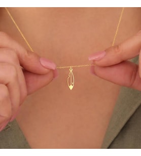 Kişiye Özel 925 Ayar Gümüş Zarif Tüy Model Kolye (Gold)