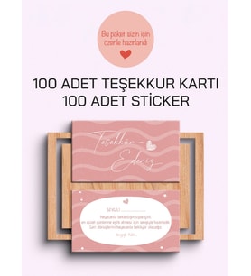 100 Adet Teşekkür Kartı ve 100 adet Teşekkür Sticker PYTKSVTK11