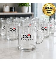 Logonuza Özel 10 Adet 300 ml Baskılı Cam Kupa Bardak Kurumsal Promosyon ve Hediye Seti