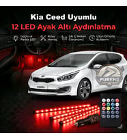 Kia Ceed Uyumlu RGB Ayak Altı LED 12 Led Kumandalı Müzik Duyarlı Araç İçi Aydınlatma 7 Renk 12V