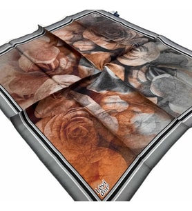 Levidor Kiremit Batik Desenli Tivil İpek Eşarp 21348