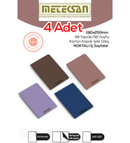 Meteksan 4'lü 19x25 Cm Ebat Not Defteri ivory Kağıt Dokulu Karton Kapak İplik Dikiş