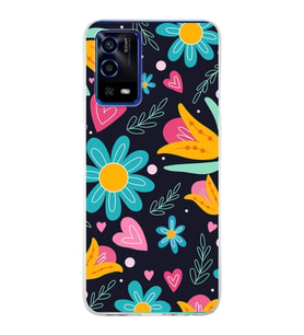 PrintiFy Oppo A55  ile Uyumlu 1mm Slim Fit Retro Renkler 1 Baskılı Şeffaf  Kılıf