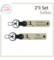 Futbol Temalı Sporcu Gence Mezuniyet Hediyesi, Deri Anahtarlık Seti, Sütlü Kahve-Sütlü Kahve