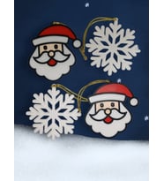 Yılbaşı Çam Ağacı Süsleri Noel Baba x2, Kar Tanesi x 2 (Beyaz)