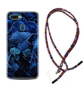 Oppo A5S A15 A16 A54 A55 A73 A74 Kılıf Boyun Asklı Rasta Silikon Blue Foid 1628