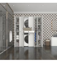 Kenzlife çamaşır-kurutma makinesi dolabı nazzam byz 187*170*60 çekmeceli raflı banyo (Beyaz)