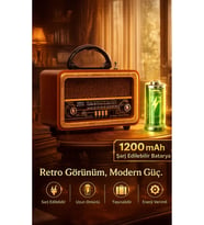 Ahşap Görünümlü Nostaljik Radyo - Bluetooth, USB, MP3 Çalar Müzik Kutusu
