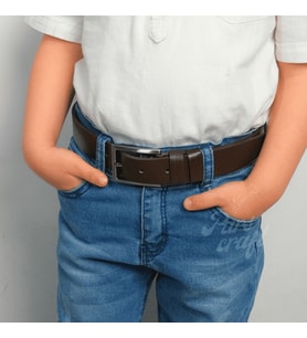 Çocuk Kemeri %100 Hakiki Deri 3 cm Yumuşak Kopma Kırılma Olmaz (Kahverengi)